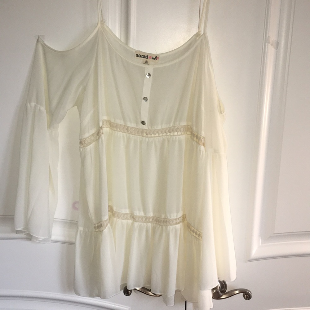 Off White Flowy Sheer Long Sleeve Dress / Cover Up